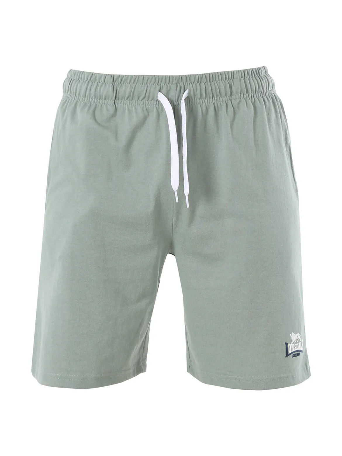 Lonsdale Bermuda sportivi da uomo in misto cotone con coulisse e logo - pistacchio