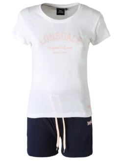 Lonsdale Completo corto da donna in cotone - bianco