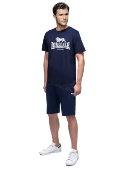 Lonsdale Completo corto da uomo in cotone con logo - blu scuro
