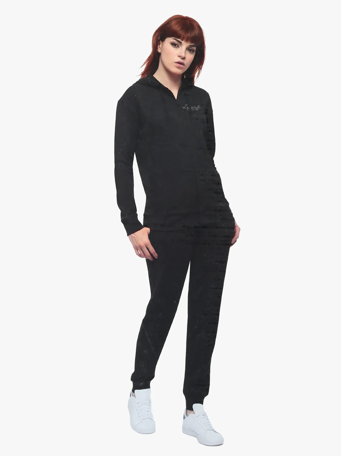 Lonsdale Completo tuta da donna con cappuccio e zip - nero