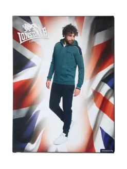 Lonsdale Completo tuta da uomo 2 pezzi con cappuccio e zip - panna