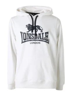 Lonsdale Felpa da uomo con cappuccio e logo - bianco
