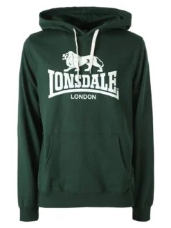 Lonsdale Felpa da uomo con cappuccio e logo - verde
