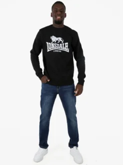 Lonsdale Felpa girocollo da uomo con logo - nero