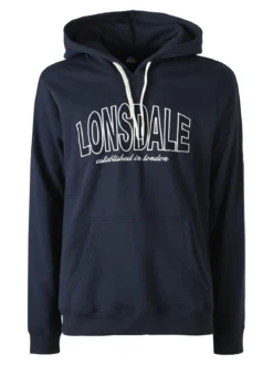 Lonsdale Felpa sportiva da uomo cappuccio e logo - blu scuro