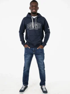 Lonsdale Felpa sportiva da uomo cappuccio e logo - blu scuro