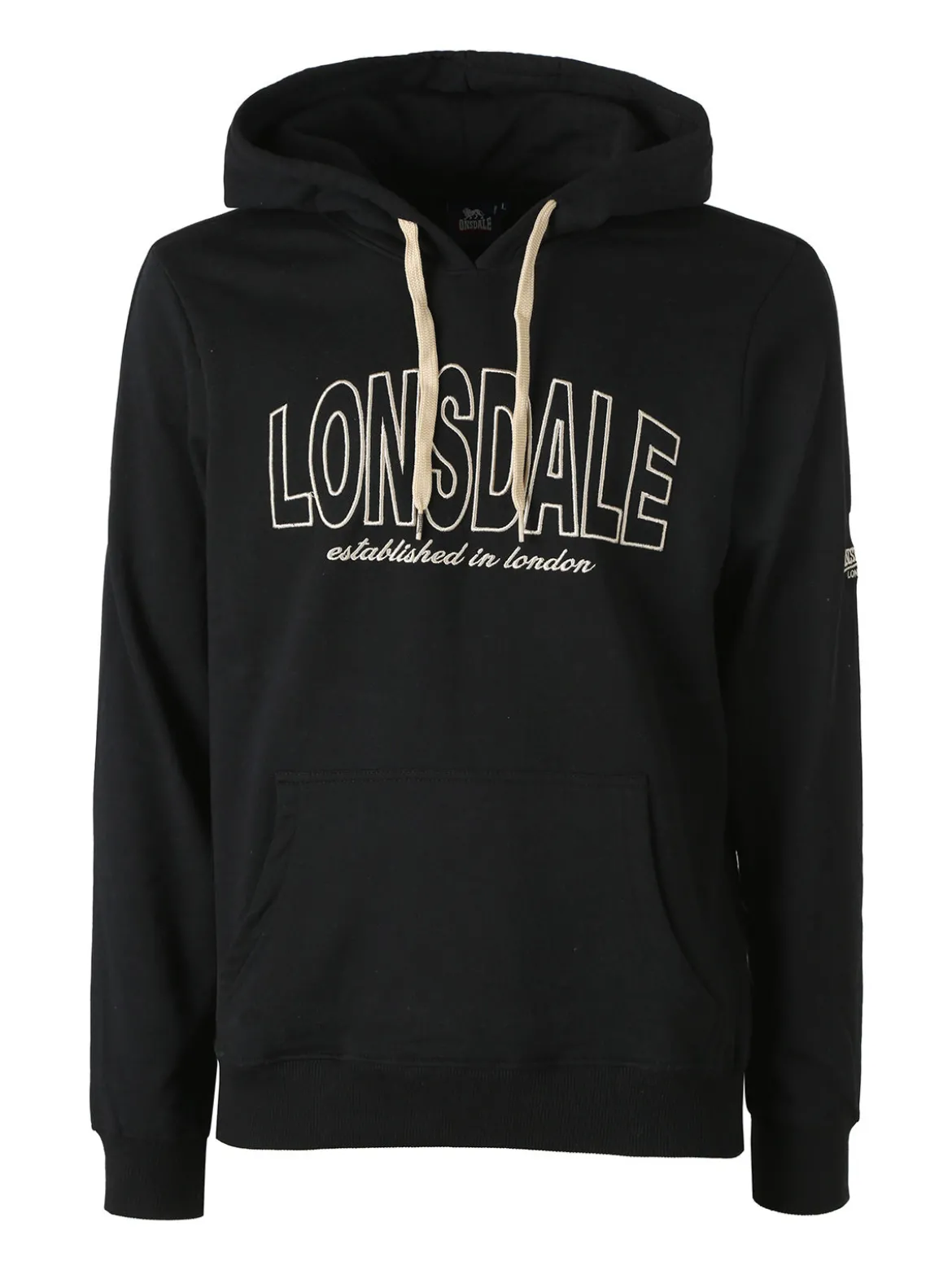 Lonsdale Felpa sportiva da uomo cappuccio e logo - nero