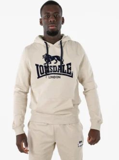 Lonsdale Felpa sportiva da uomo con cappuccio e logo - beige