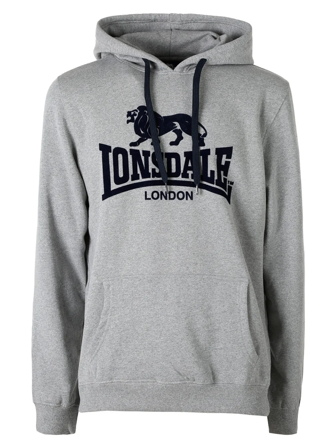 Lonsdale Felpa sportiva da uomo con cappuccio e logo - grigio
