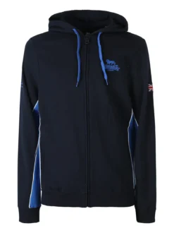 Lonsdale Felpa sportiva da uomo con cappuccio e zip - blu scuro