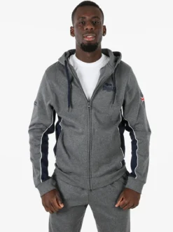Lonsdale Felpa sportiva da uomo con cappuccio e zip - grigio scuro