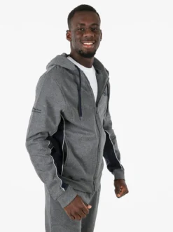 Lonsdale Felpa sportiva da uomo con cappuccio e zip - grigio scuro