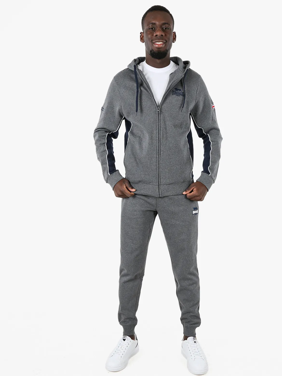 Lonsdale Felpa sportiva da uomo con cappuccio e zip - grigio scuro