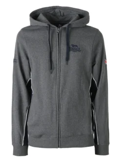 Lonsdale Felpa sportiva da uomo con cappuccio e zip - grigio scuro