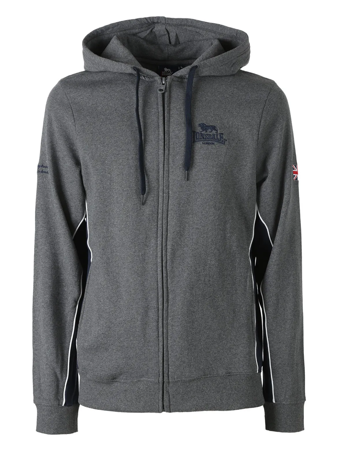 Lonsdale Felpa sportiva da uomo con cappuccio e zip - grigio scuro