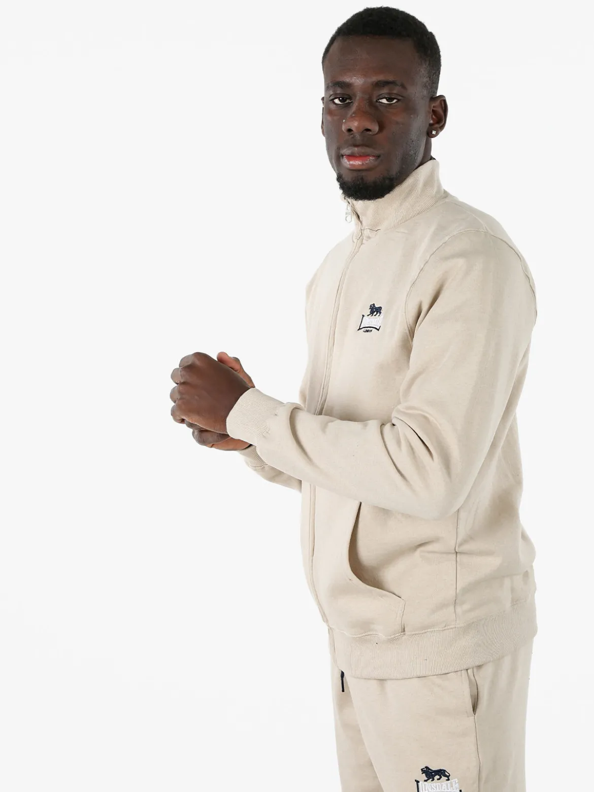 Lonsdale Felpa sportiva da uomo con zip intera - beige