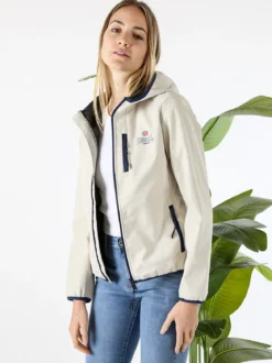 Lonsdale Giacca a vento da donna con cappuccio e zip - beige