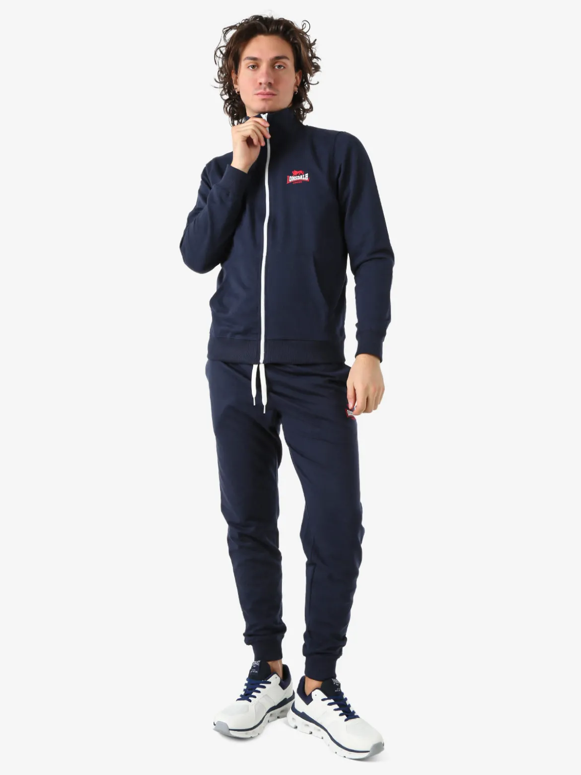 Lonsdale Pantaloni sportivi da uomo con coulisse e polsini - blu scuro