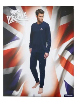 Lonsdale Pigiama da uomo in cotone - blu scuro