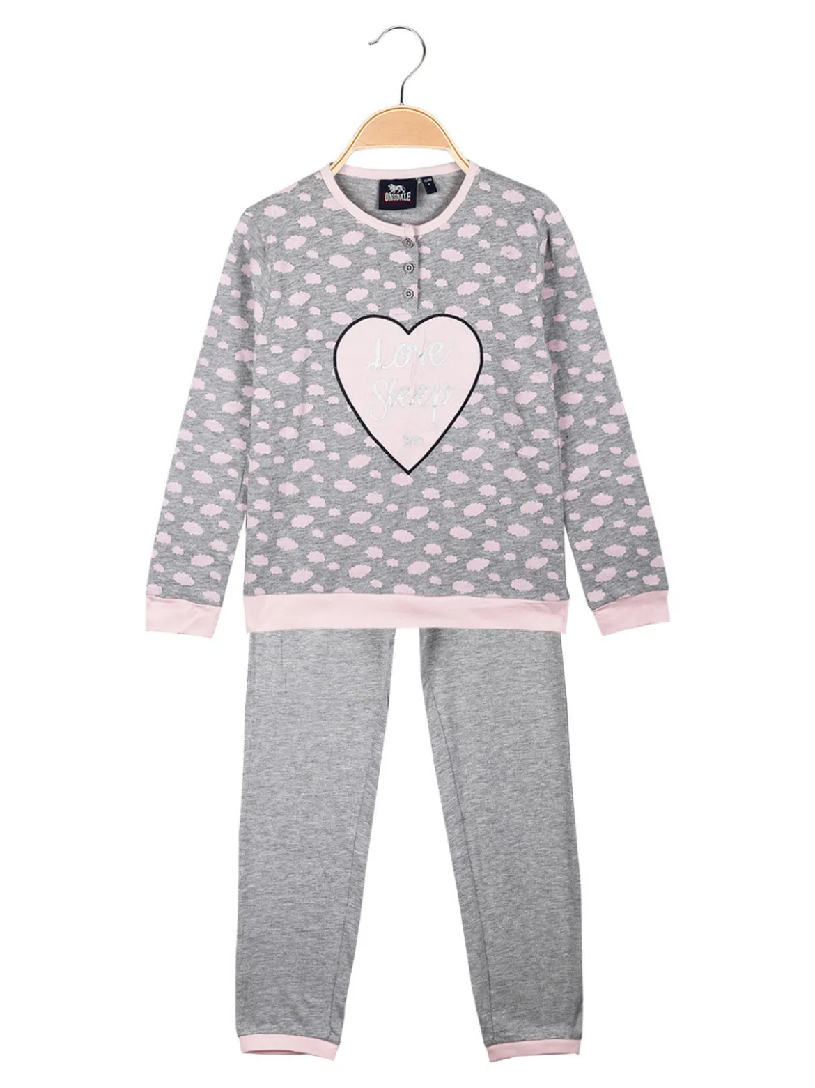 Lonsdale Pigiama lungo da bambina in cotone con stampe