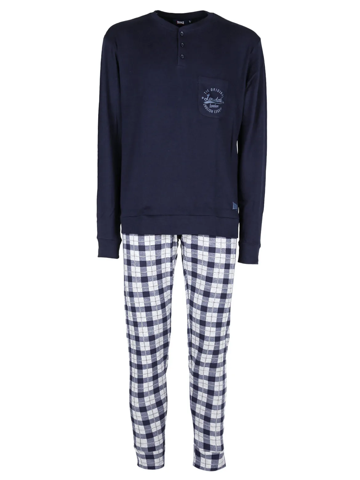 Lonsdale Pigiama lungo da uomo con pantaloni a quadri