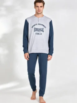 Lonsdale Pigiama lungo da uomo in cotone interlock