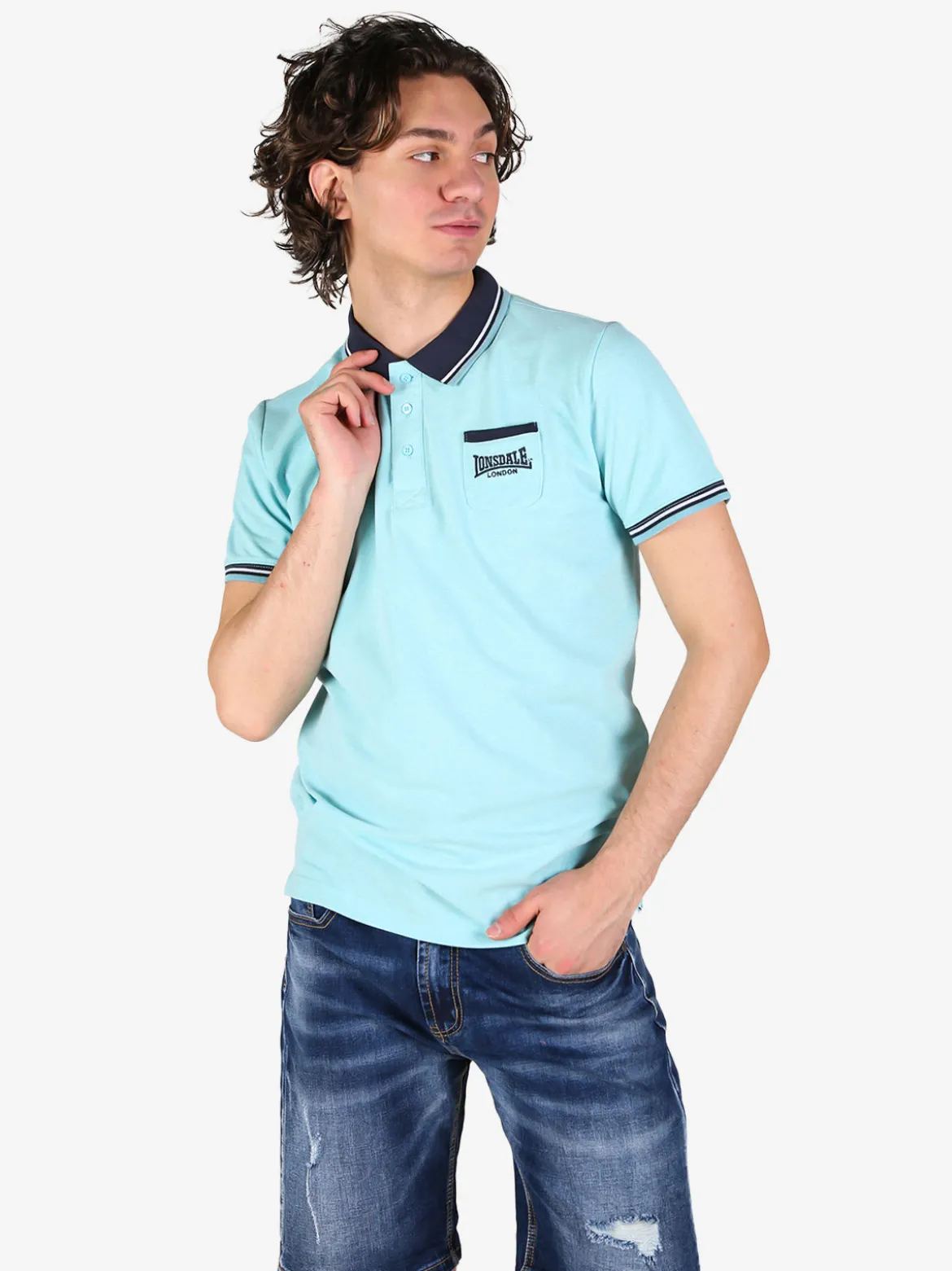 Lonsdale Polo da uomo a maniche corte con taschino