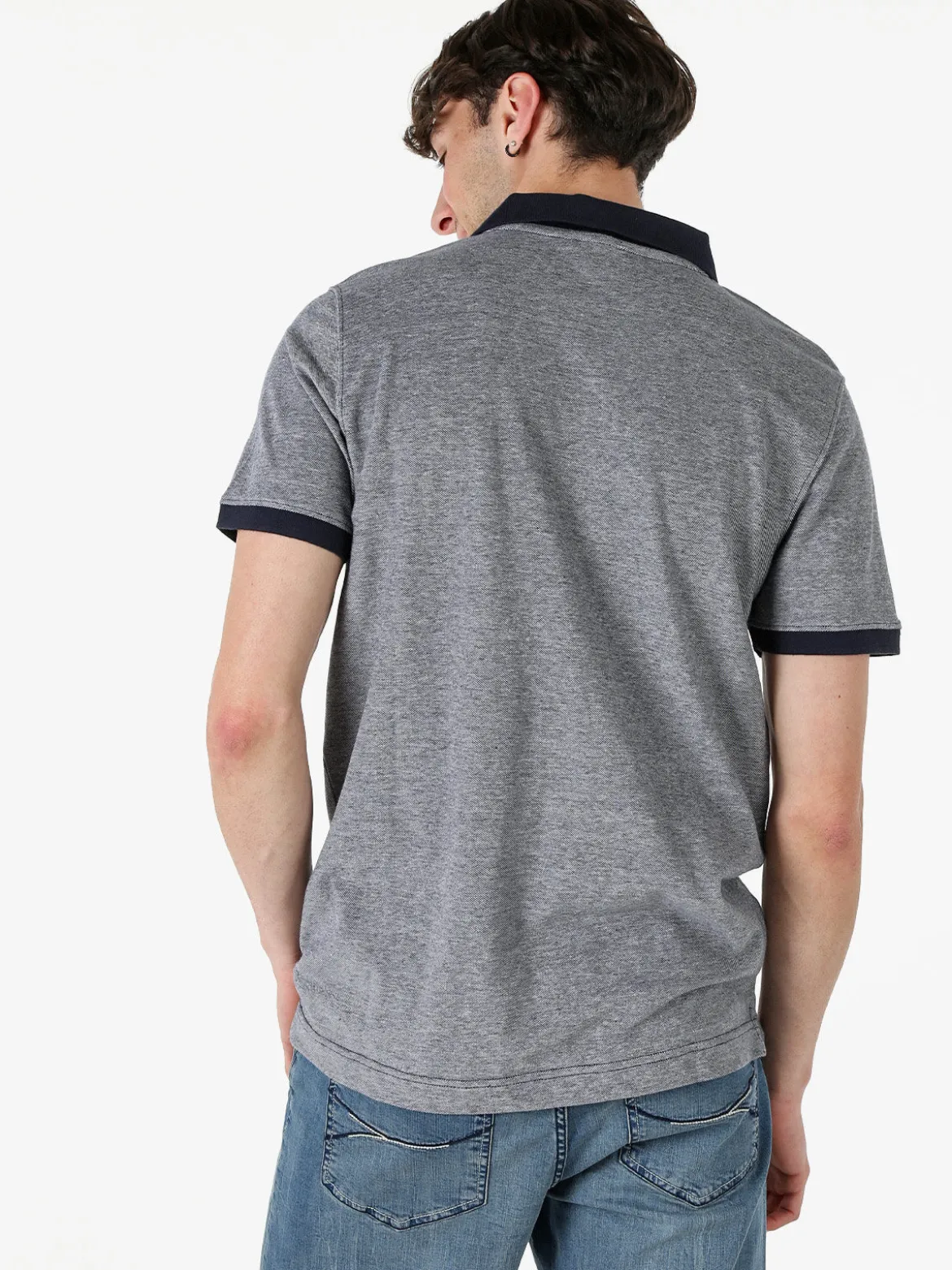 Lonsdale Polo da uomo in cotone a maniche corte con taschino - blu scuro