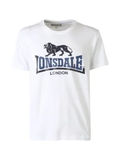 Lonsdale T-shirt da uomo in cotone con logo - bianco