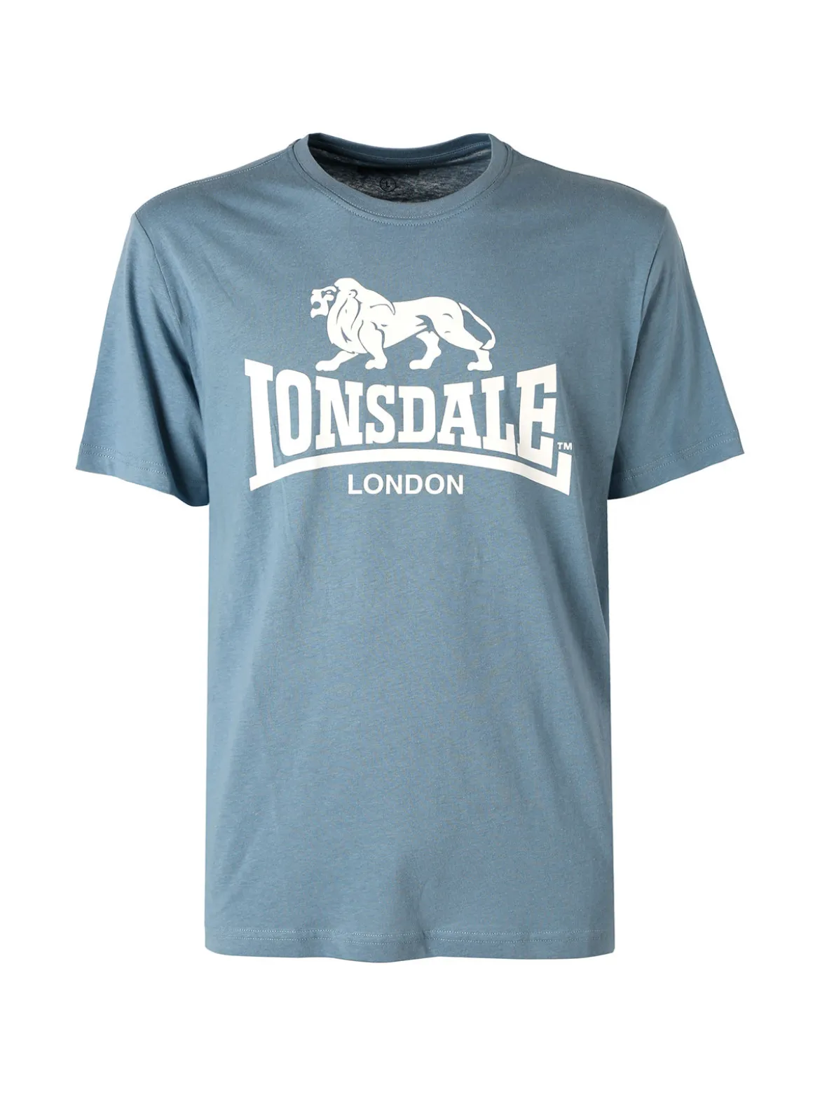 Lonsdale T-shirt da uomo in cotone con maxi stampa logo - cielo