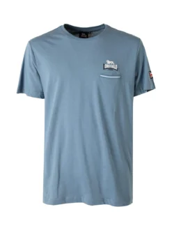 Lonsdale T-shirt da uomo in cotone con taschino a filetto e logo - avion