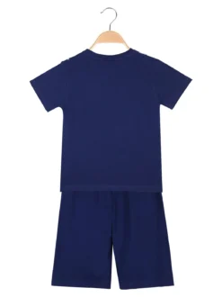 Lotto Completo corto da bambino in cotone con t-shirt e bermuda - blu