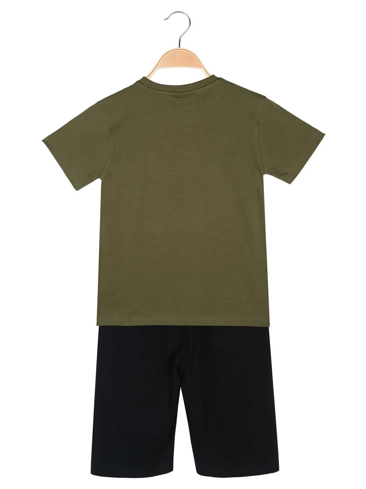 Lotto Completo corto da bambino in cotone con t-shirt e bermuda - militare