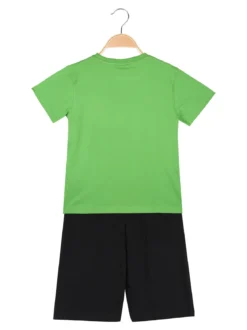 Lotto Completo corto da bambino in cotone con t-shirt logo e bermuda - verde