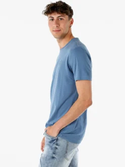 Lotto T-shirt girocollo da uomo in misto cotone - bluette