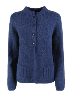 Louise Doro Cardigan donna in maglia con bottoni e taschini - blu scuro