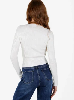 Louise Doro Maglia donna a costine con finale a punta - bianco