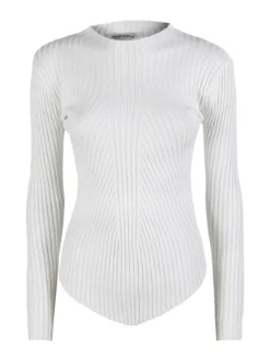 Louise Doro Maglia donna a costine con finale a punta - bianco
