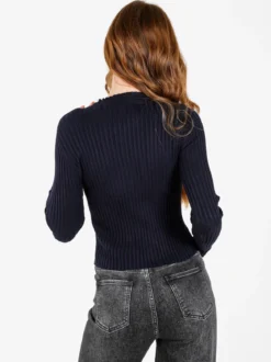 Louise Doro Maglia donna a costine con finale a punta - blu scuro