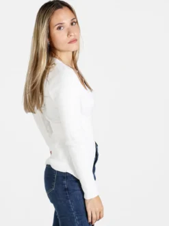 Louise Doro Maglia donna incrociata con finale a punta - bianco