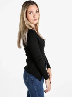 Louise Doro Maglia donna incrociata con finale a punta - nero