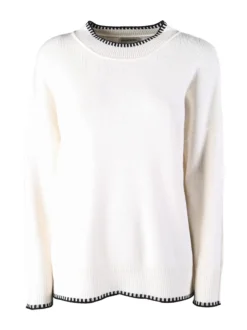Louise Doro Maglione donna con bordi a contrasto - bianco