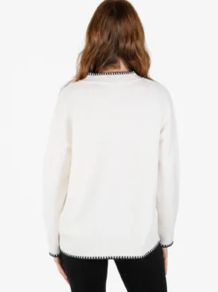 Louise Doro Maglione donna con bordi a contrasto - bianco