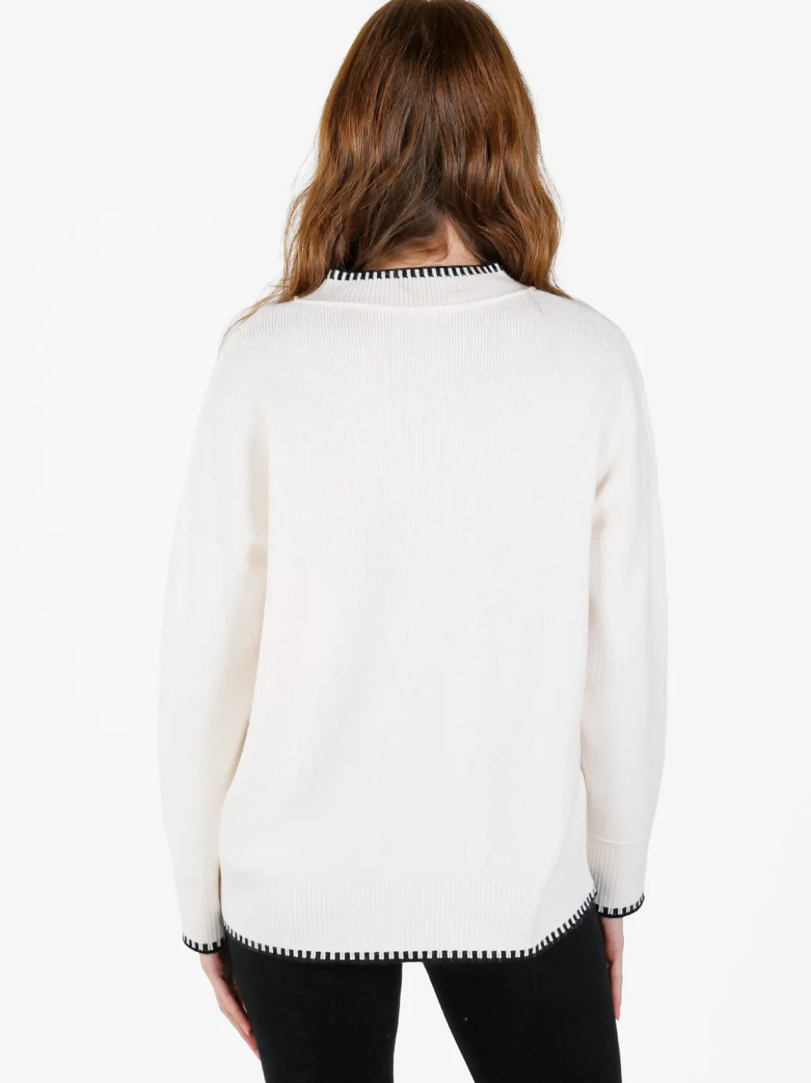 Louise Doro Maglione donna con bordi a contrasto - bianco