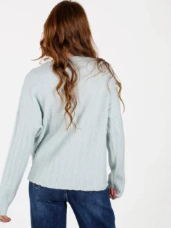 Louise Doro Maglione donna oversize a trecce con strass - ghiaccio