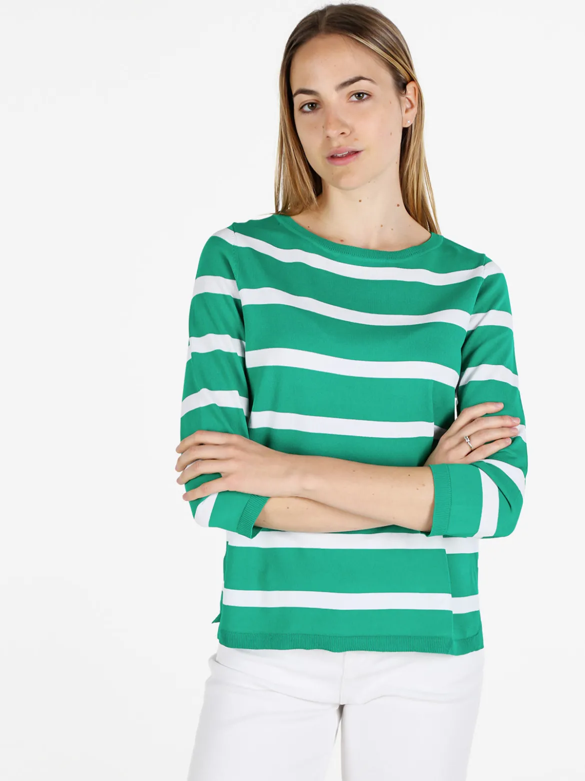 Louise Doro Pullover donna a righe con maniche a tre quarti