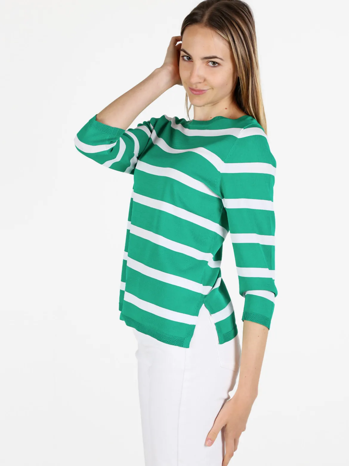 Louise Doro Pullover donna a righe con maniche a tre quarti