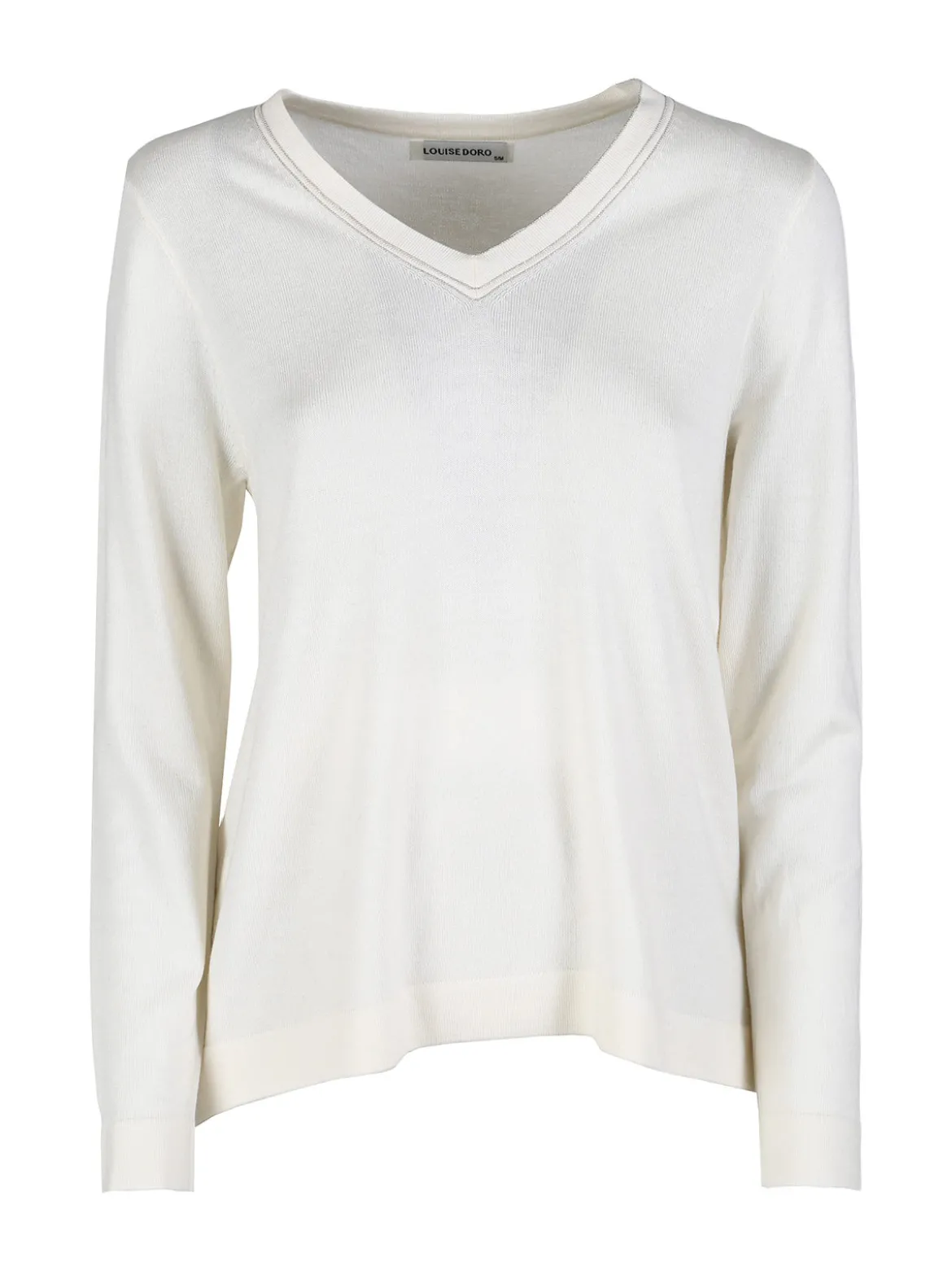 Louise Doro Pullover donna in maglia con scollo a V - bianco