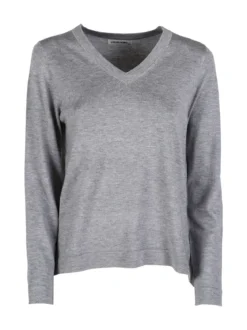 Louise Doro Pullover donna in maglia con scollo a V - grigio
