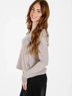 Louise Doro Pullover donna in maglia con scollo a V - sabbia